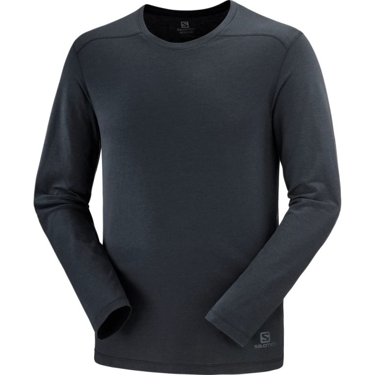 Black Salomon Essential Long Sleeve Men's T-Shirts | IE GA7492